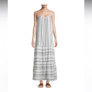 Beach Lunch  Lounge striped Maxi linen dress New With Tags